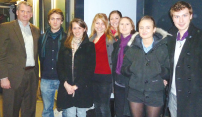 Prof. Timothy Snyder (left) with members of the McGill Ukrainian Students’ Association, following his book signing and lecture